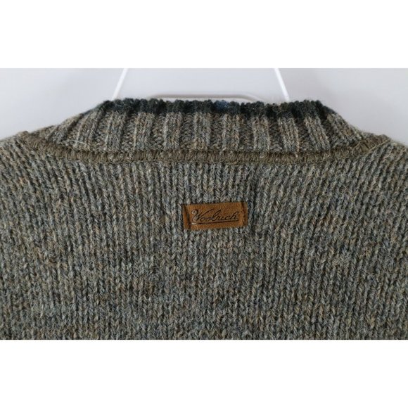 Vintage 90s Woolrich Mens Large Wool Knit Crewneck Dad Sweater Heather Green USA - Picture 5 of 8